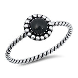 Sterling Silver Oxidized Round With Black Onyx Stone Ring