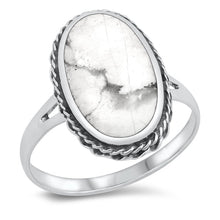 Load image into Gallery viewer, Sterling Silver Oxidized White Buffalo Turquoise Ring-20mm