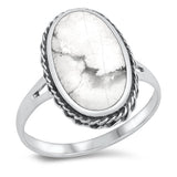 Sterling Silver Oxidized White Buffalo Turquoise Ring-20mm