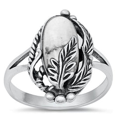 Sterling Silver Oxidized White Buffalo Turquoise Ring-22.4mm