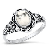 Sterling Silver Oxidized White Buffalo Turquoise Ring-11.8mm