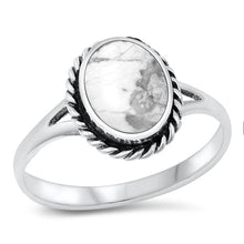 Load image into Gallery viewer, Sterling Silver Oxidized White Buffalo Turquoise Ring-12mm