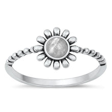 Load image into Gallery viewer, Sterling Silver Oxidized Flower Moonstone Ring