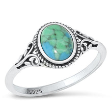 Load image into Gallery viewer, Sterling Silver Celtic Oval Genuine Turquoise Ring