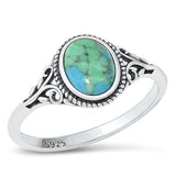 Sterling Silver Celtic Oval Genuine Turquoise Ring