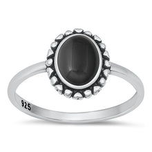 Load image into Gallery viewer, Sterling Silver Oxidized Black Agate Ring-11.5mm