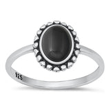 Sterling Silver Oxidized Black Agate Ring-11.5mm
