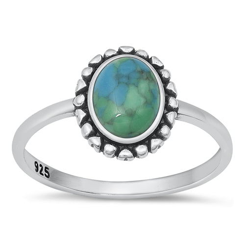Sterling Silver Oxidized Genuine Turquoise Ring-11.5mm