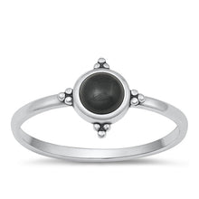 Load image into Gallery viewer, Sterling Silver Oxidized Black Agate Ring-9.5mm