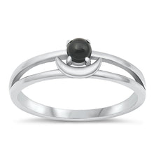 Load image into Gallery viewer, Sterling Silver Oxidized Black Agate Stone Ring-6.2mm
