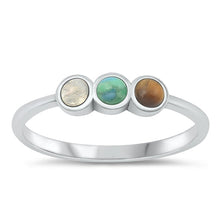 Load image into Gallery viewer, Sterling Silver Oxidized Moonstone, Turquoise, Tiger Eye Ring