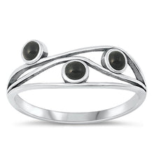 Load image into Gallery viewer, Sterling Silver Oxidized Black Agate Stone Ring-8.7mm