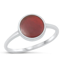 Load image into Gallery viewer, Sterling Silver High Polish Round Red Agate Stone Ring