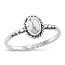Load image into Gallery viewer, Sterling Silver Oxidized Oval White Buffalo Turquoise Ring Face Height-8.3mm