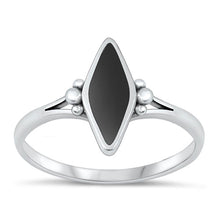 Load image into Gallery viewer, Sterling Silver Oxidized Diamond Black Agate Stone Ring