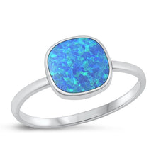 Load image into Gallery viewer, Sterling Silver Oxidized Blue Lab Opal and Ring-9.7mm