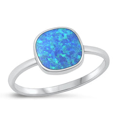 Sterling Silver Oxidized Blue Lab Opal and Ring-9.7mm