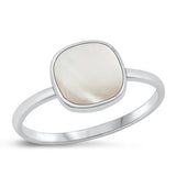 Sterling Silver Oxidized Mother of Pearl Ring-9.7mm