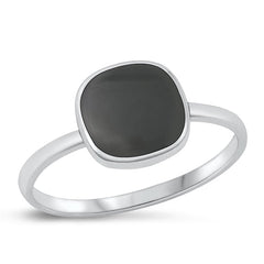 Sterling Silver Oxidized Black Agate Ring-9.7mm