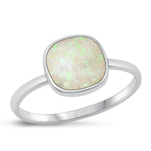 Load image into Gallery viewer, Sterling Silver Oxidized White Lab Opal and Ring-9.7mm