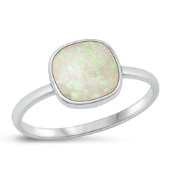 Sterling Silver Oxidized White Lab Opal and Ring-9.7mm