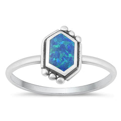 Sterling Silver Oxidized Blue Lab Opal and Ring-11.6mm