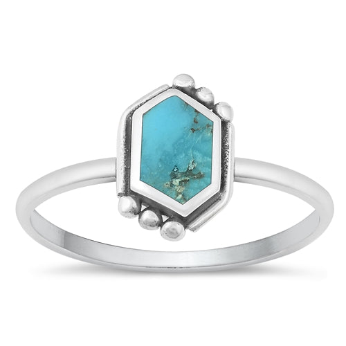 Sterling Silver Oxidized Genuine Turquoise Ring-11.6mm
