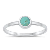 Sterling Silver High Polished Genuine Turquoise Ring-6mm