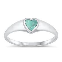 Load image into Gallery viewer, Sterling Silver Oxidized Heart Genuine Turquoise Ring-5.7mm