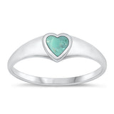 Sterling Silver Oxidized Heart Genuine Turquoise Ring-5.7mm