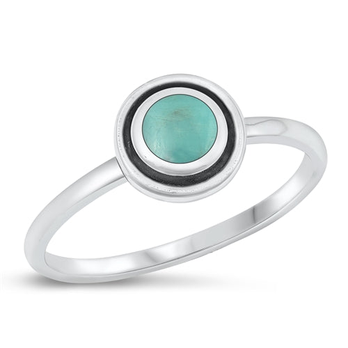 Sterling Silver Oxidized Genuine Turquoise Ring-8mm
