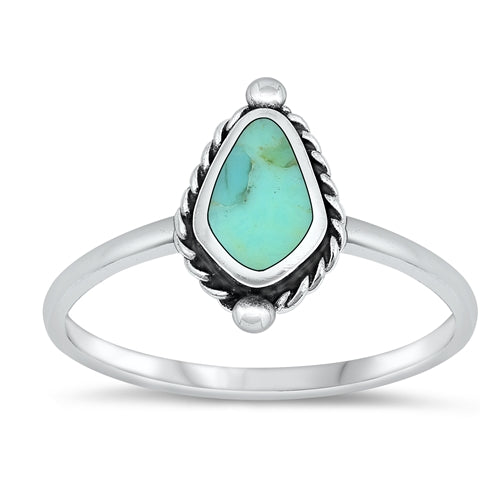 Sterling Silver Oxidized Genuine Turquoise Ring-12.2mm