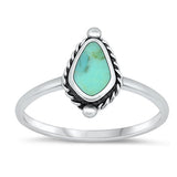 Sterling Silver Oxidized Genuine Turquoise Ring-12.2mm