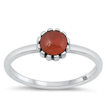 Load image into Gallery viewer, Sterling Silver Oxidized Red Agate Ring-6.5mm