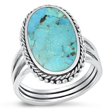 Load image into Gallery viewer, Sterling Silver Oxidized Genuine Turquoise Ring-22.7mm