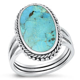 Sterling Silver Oxidized Genuine Turquoise Ring-22.7mm