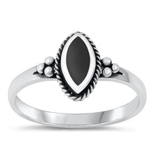 Load image into Gallery viewer, Sterling Silver Oxidized Black Agate Stone Ring-11mm