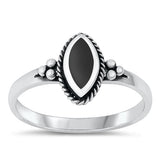 Sterling Silver Oxidized Black Agate Stone Ring-11mm