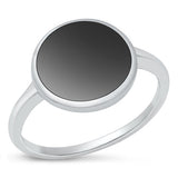 Sterling Silver Oxidized Black Agate Stone Ring-13.5mm