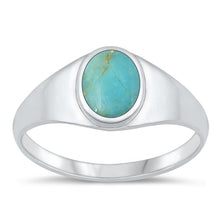 Load image into Gallery viewer, Sterling Silver Oxidized Genuine Turquoise Ring-9.6mm
