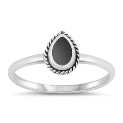 Sterling Silver Oxidized Black Agate Ring-8.8mm