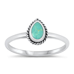 Sterling Silver Oxidized Genuine Turquoise Ring-8.8mm