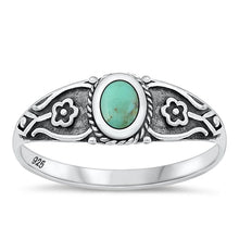 Load image into Gallery viewer, Sterling Silver Oxidized Genuine Turquoise Ring-7.5mm