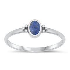 Sterling Silver Oxidized Oval Blue Lapis Ring
