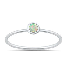 Load image into Gallery viewer, Sterling Silver Polished Small Round White Lab Opal Ring