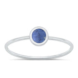 Sterling Silver Polished Blue Lapis Round Ring