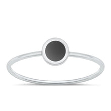 Load image into Gallery viewer, Sterling Silver Polished Black Agate Round Ring