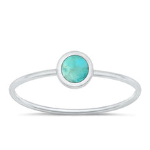 Load image into Gallery viewer, Sterling Silver Polished Genuine Turquoise Round Ring