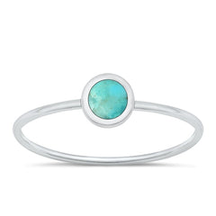Sterling Silver Polished Genuine Turquoise Round Ring