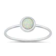 Load image into Gallery viewer, Sterling Silver Polished Round White Lab Opal Ring